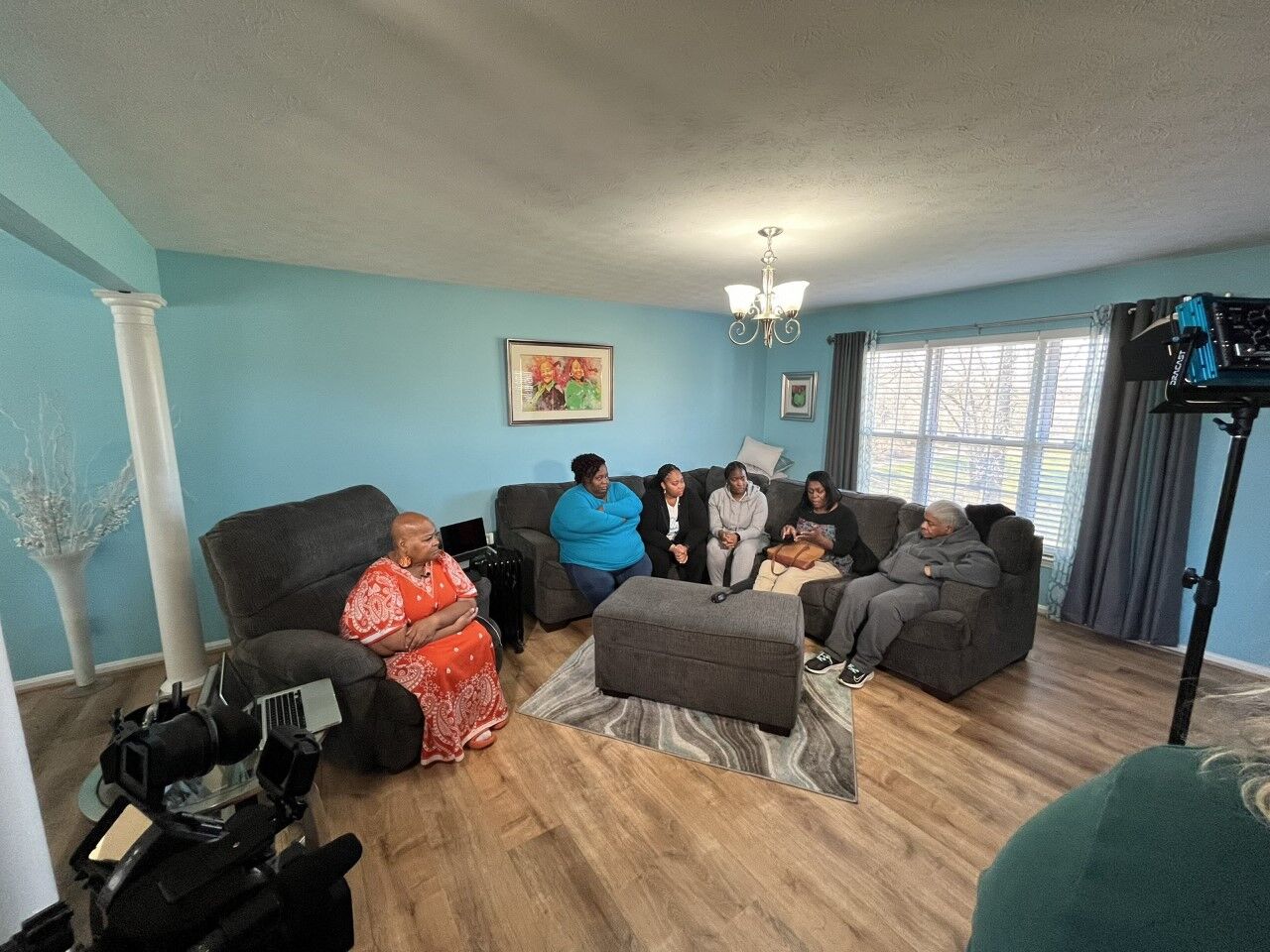 Family members gather after losing their loved one, Mitchell Eddings